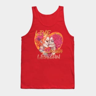 Live Laugh Lesbian Sugar Skull Design Tank Top